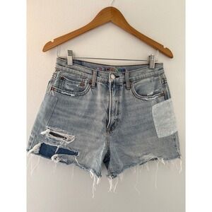 American Eagle Pride Denim Highest Rise 90s‎ Boyfriend Shorts Patchwork Size 6